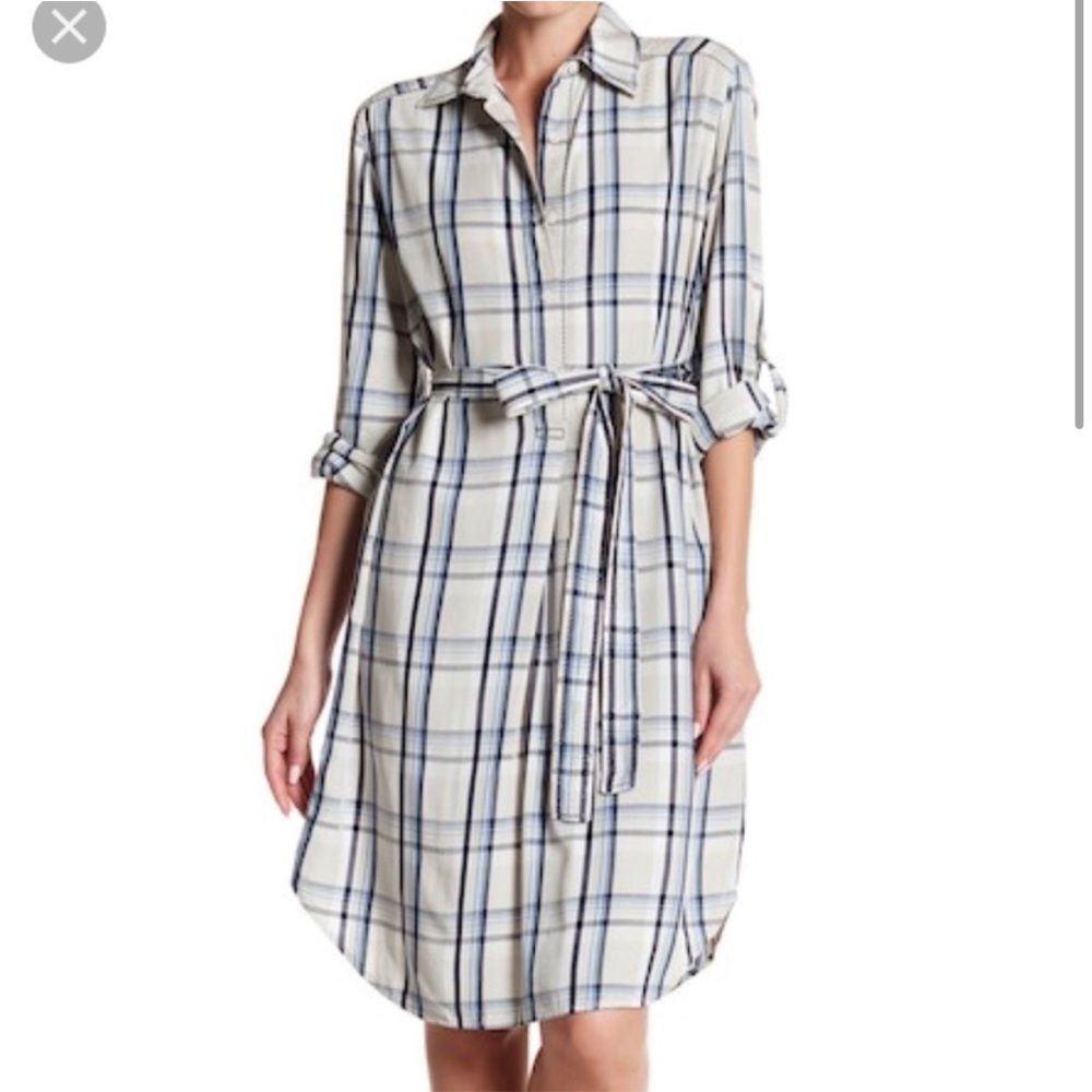 Max Studio Plaid Long Sleeve Shirt Dress Size Large